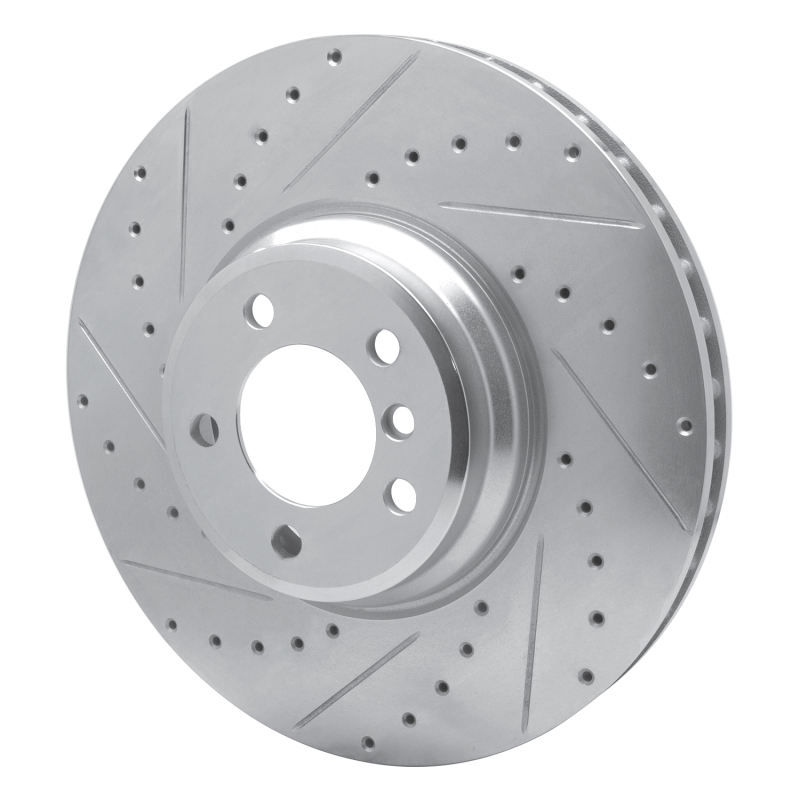BMW ALPINA B7 Brake Rotor (1) - Front Left - R1 Concepts - Drilled & Slotted - Silver - `07-`08